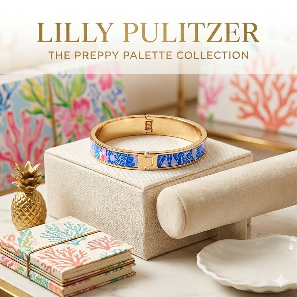 Lilly Pulitzer "Takin' It Easy" Gold-Tone Hinged Bangle